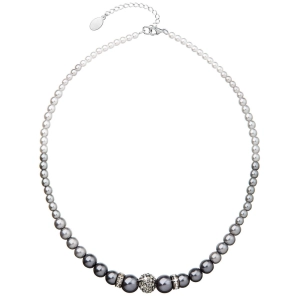 Perlový náhrdelník šedý s Preciosa kryštálmi 32008.3