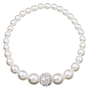 Perlový náramok biely s Preciosa kryštálmi 33063.1