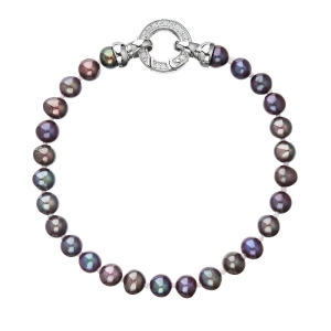 Perlový náramok z pravých riečnych perál modrý 23001.3 dk.peacock