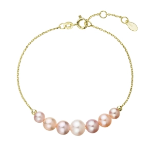 Pozlátený náramok s farebnými riečnymi perlami 23024.3 multi