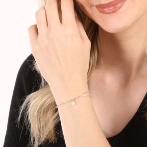 Perlový náramok s pravou riečnou perlou ovál biely 23014.1