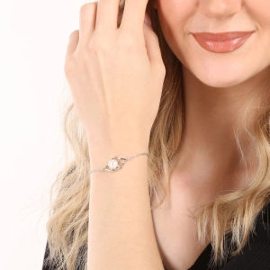 Perlový náramok z pravou riečnou perlou v lístočku biely 23017.1