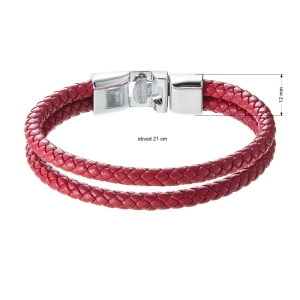 Náramok pánsky z červenej koženky kovové zapínanie 43041.3 červený
