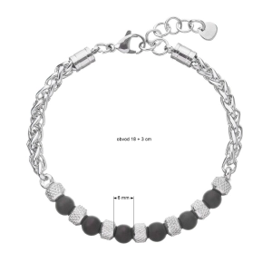 Oceľový náramok z čiernych korálikov 43042.3 čierna