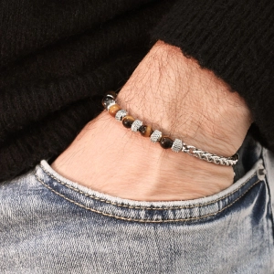 Oceľový náramok z hnedých korálikov 43042.3 hnedá