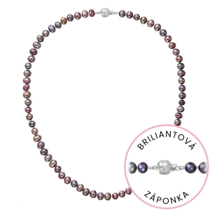 Perlový náhrdelník z riečnych perál so zapínaním z bieleho 14 karátového zlata 822001.3/9266B dk.peacock