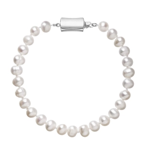 Perlový náramok z riečnych perál so zapínaním z bieleho 14 karátového zlata 823001.1/9267B biely