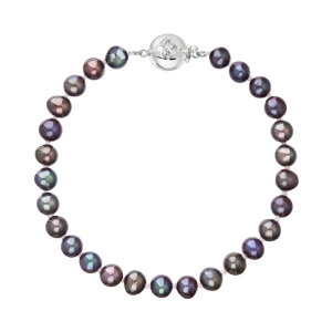 Perlový náramok z riečnych perál so zapínaním z bieleho 14 karátového zlata 823001.3/9270B dk.peacock