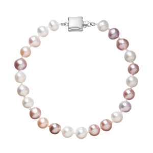 Perlový náramok z riečnych perál so zapínaním z bieleho 14 karátového zlata 823004.3/9268B multi