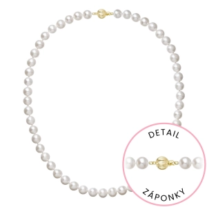 Perlový náhrdelník z riečnych perál so zapínaním zo 14 karátového zlata 922003.1/9272A biely
