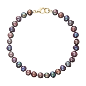 Perlový náramok z riečnych perál so zapínaním zo 14 karátového zlata 923001.3/9260 dk.peacock