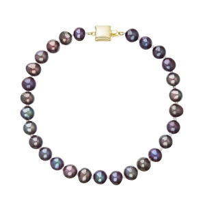 Perlový náramok z riečnych perál so zapínaním zo 14 karátového zlata 923001.3/9268A dk.peacock