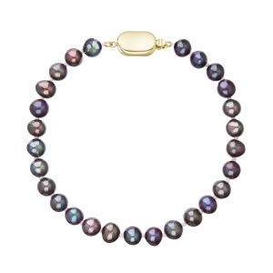Perlový náramok z riečnych perál so zapínaním zo 14 karátového zlata 923001.3/9269A dk.peacock