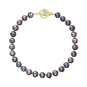 Perlový náramok z riečnych perál so zapínaním zo 14 karátového zlata 923001.3/9270A dk.peacock