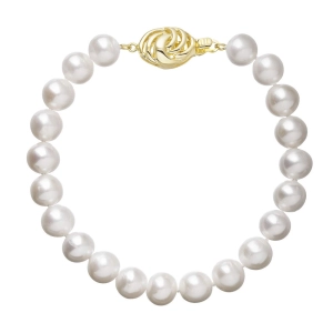 Perlový náramok z riečnych perál so zapínaním zo 14 karátového zlata 923003.1/9265A biely