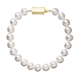 Perlový náramok z riečnych perál so zapínaním zo 14 karátového zlata 923003.1/9267A biely