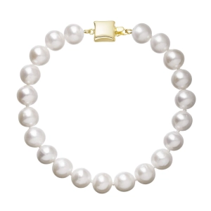 Perlový náramok z riečnych perál so zapínaním zo 14 karátového zlata 923003.1/9268A biely