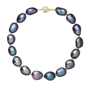 Perlový náramok z riečnych perál so zapínaním zo 14 karátového zlata 923011.3/9266A peacock