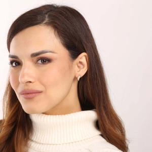 Pozlátené strieborné náušnice kôstky s bielymi zirkónmi 11446.1