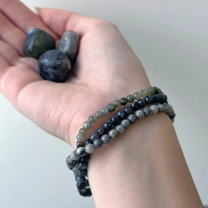 Náramky s minerálnymi kameňmi labradorite, jaspis 43043.3 čierny