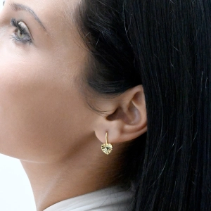 Pozlátené strieborné náušnice srdiečka so vzorom 61022