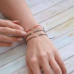 Kabbalah náramok so strieborným srdiečkom 13042.3 black