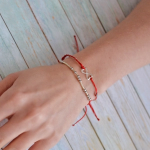 Kabbalah náramok so strieborným nekonečnom 13048.3 red