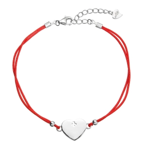 Kabbalah náramok so strieborným srdcom 13049.3 red