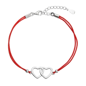 Kabbalah náramok so striebornými srdiečkami 13050.3 red