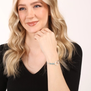 Kabbalah náramok spojené krúžkami a strieborné srdiečko 13051.3 turquoise