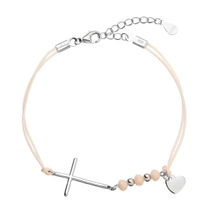 Kabbalah náramok so strieborným krížom a srdiečkom 13052.3 lt.orange