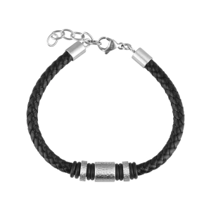 Náramok pánsky z rec.kože s ozdobou 43047.3 čierny