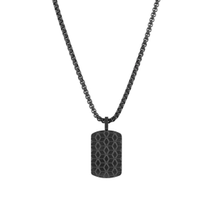 Náhrdelník pánsky z čiernej ocele s plackou 42009.3 čierny