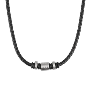 Náhrdelník pánsky z rec.kože s ozdobou 42010.3 čierny