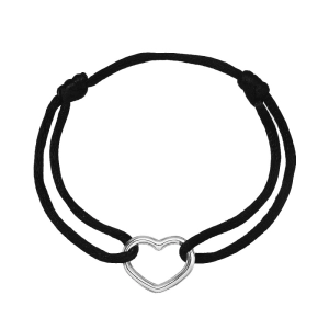 Kabbalah náramok so strieborným srdcom 13093.3 black