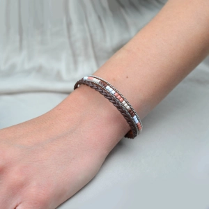 Náramok hnedý textilný 53009.3 brown