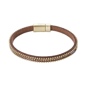 Náramok hnedý textilný s kryštálmi 53007.3 topaz