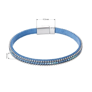 Náramok modrý textilný s kryštálmi 53007.3 lt.sapphire