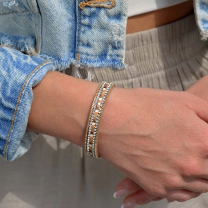 Náramok svetlo hnedý textilný 53008.3 gold