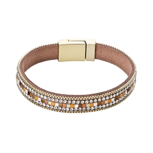 Náramok svetlo hnedý textilný 53008.3 gold