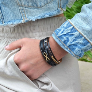 Náramok textilný široký s ozdobou infinity 53011.3 black