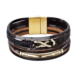 Náramok textilný široký s ozdobou infinity 53011.3 black