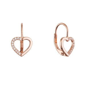 Pozlátené strieborné náušnice srdca 11716.1 rose gold
