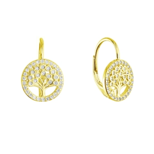 Pozlátené strieborné náušnice strom života so zirkónmi 11713.1