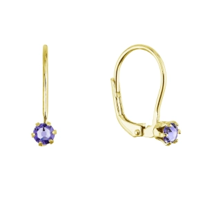 Pozlátené visiace náušnice s Preciosa kryštálom 31322.3 tanzanite