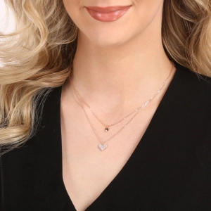 Pozlátený dvojradový náhrdelník srdiečka 12153.1 rose gold