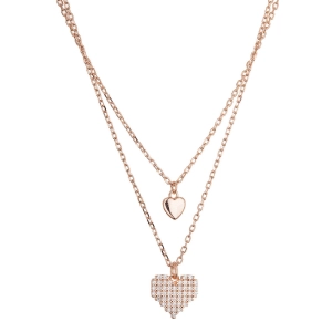 Pozlátený dvojradový náhrdelník srdiečka 12153.1 rose gold