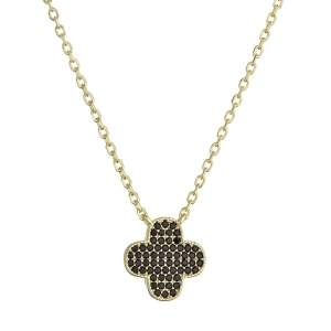 Pozlátený náhrdelník štvorlístok 12182.3 čierny