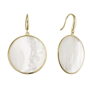 Pozlátené strieborné náušnice väčšie kolieska s perleťou 11796.1