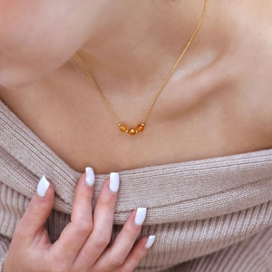 Náhrdelník s oranžovým achátom 42036.3 oceľ